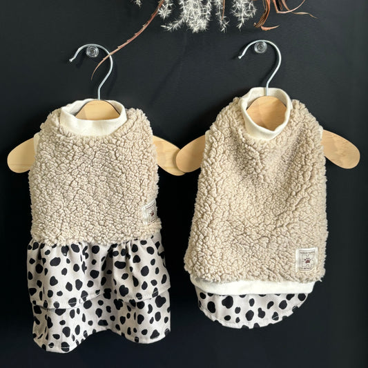 ダルメシアンフリルスカート ダルメシアンシャツタンクトップ ダルメシアン柄 ベージュ   w21